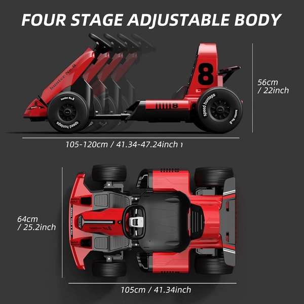 XJD Electric Go Kart for Kids – Red 12V