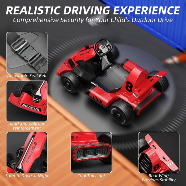 XJD Electric Go Kart for Kids – Red 12V