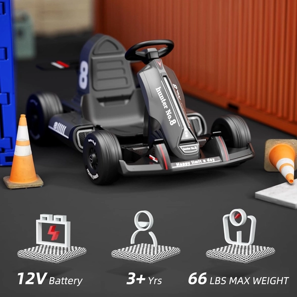 XJD Electric Go Kart for Kids – Black 12V