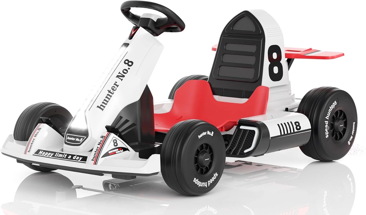 XJD White 12V Kids Go Kart