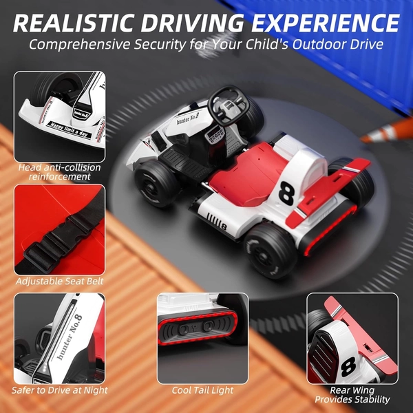 XJD Electric Go Kart for Kids – White 12V