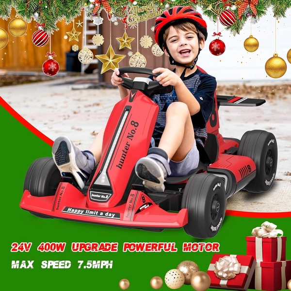 XJD Electric Go Kart for Kids – Red 24V