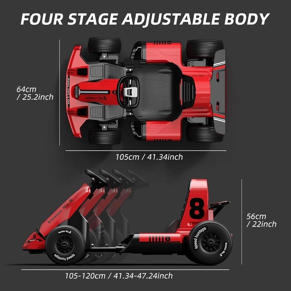 XJD Electric Go Kart for Kids – Red 24V
