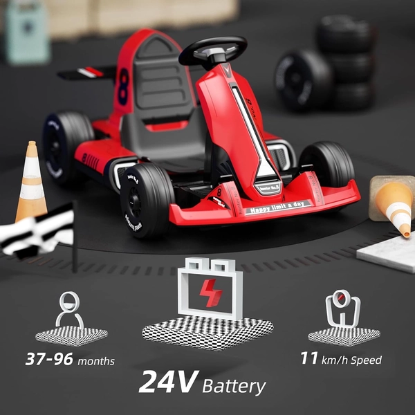 XJD Electric Go Kart for Kids – Red 24V