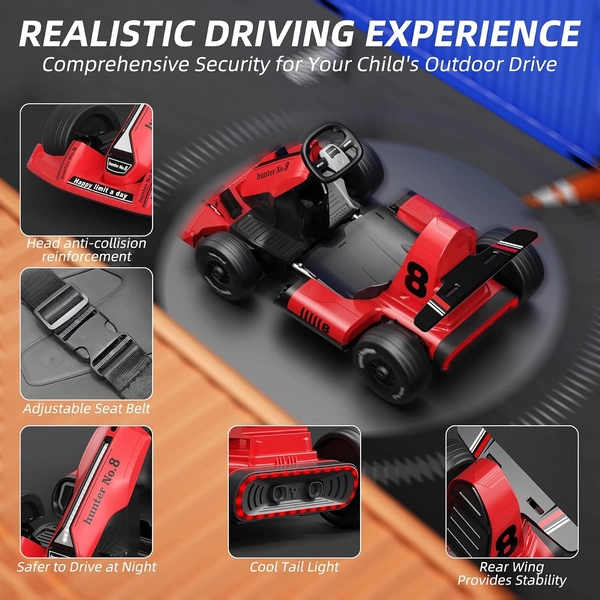 XJD Electric Go Kart for Kids – Red 24V