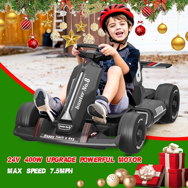XJD Electric Go Kart for Kids – Black 24V