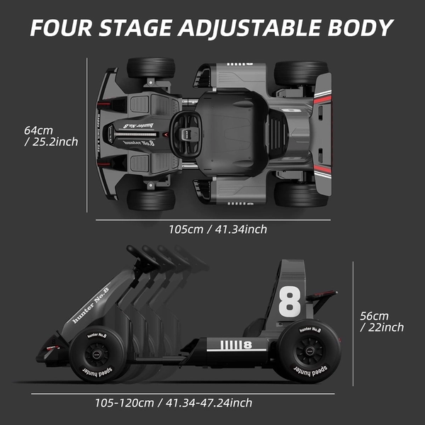 XJD Electric Go Kart for Kids – Black 24V